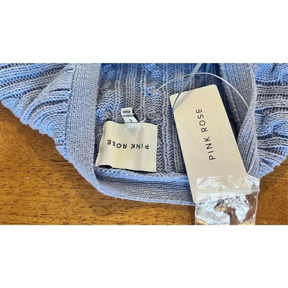 Pink Rose Aster Blue Maxi Halter Sweater Dress Size L New - Picture 6 of 10